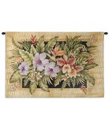 54x35 TROPICAL FLOWERS Floral Bamboo Tapestry Wall Hanging - £124.04 GBP