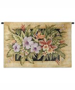 54x35 TROPICAL FLOWERS Floral Bamboo Tapestry Wall Hanging - $158.40