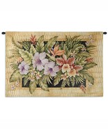 54x35 TROPICAL FLOWERS Floral Bamboo Tapestry Wall Hanging - £124.04 GBP