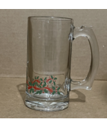 Vintage Libbey Holly Berry Glass Beer Mug Gold Trim Heavy Christmas Coll... - €7,00 EUR