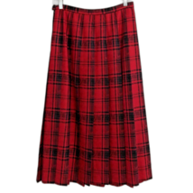 Pendleton Tartan Virgin Wool Plaid Skirt Women’s Size 8 VTG Red Black Pleated - £27.62 GBP