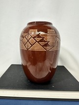 Vtg Sioux Pottery Red Clay Brown Vase South Dakota Signed Coyote SPRCSD - £19.70 GBP