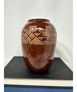 Vtg Sioux Pottery Red Clay Brown Vase South Dakota Signed Coyote SPRCSD - £20.07 GBP