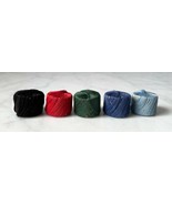 Vintage 5 Mini Spools Crochet Thread - Black Red Green Royal &amp; Light Blu... - £7.40 GBP