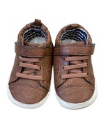 Suprize Baby Brown Crib Shoes Size 6-12 Months Faux Leather Striped Lining - $19.90 CAD