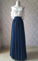 Navy Blue Floor Length Chiffon Skirt Plus Size Bridesmaid Chiffon Skirt image 3