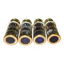 Vintage F.B. Rogers Cobalt Blue & Brass Salt Pepper Shakers Set of 4 w/ Box image 9
