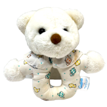 Vintage Carters Prestige Toy Co Plush White Bear Baby Infant Rattle 6 inch - £20.02 GBP