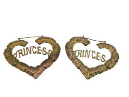 Chunky Princess Earrings Bamboo Thick Heart Shaped Hoop Dangle Fashion 2.5x3&quot;   - £15.80 GBP