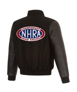NHRA JH Design Wool Leather Reversible Jacket Embroidered  Patch Logos B... - £195.77 GBP