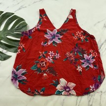 Old Navy Womens Blouse Top Size XL Red Purple Tropical Floral Sleeveless Tank - £12.60 GBP