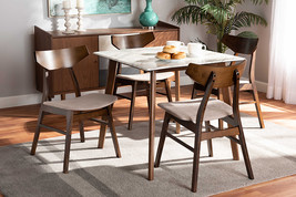 Norwood Light Beige Fabric/Walnut Brown 5-Piece Dining Set w/Faux Marble... - $8,965.50 MXN