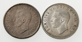 Lote De 2 Canadá 25 Centavos Monedas (1945 25C Au Y 1948 ) Km 35 , 44 - $49.50
