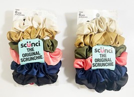 2x- Scunci Satin The Original Scrunchies- 6 pcs Black Blue Pink Green Ta... - £10.06 GBP