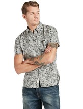 Lucky Brand Men&#39;s Pasadena Button Front Black Gray Short Sleeve Shirt Size Large - £39.64 GBP