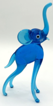 Vintage Blown Glass Blue Elephant Figurine 4.5&quot; Tall SKU PB197 - £15.66 GBP