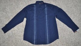 Mens Sport Shirt Centro Blue Long Sleeve Relaxed Button Front $50 NEW-si... - $16.83