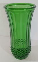 Vintage Hoosier Glass Emerald Green Diamond Point 9 1/2&quot; Vase 4089-A 63A - £11.72 GBP