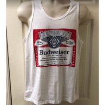 Old Navy White Men&#39;s Unisex Tank Top Graphic Tee Budweiser Small  - £10.08 GBP