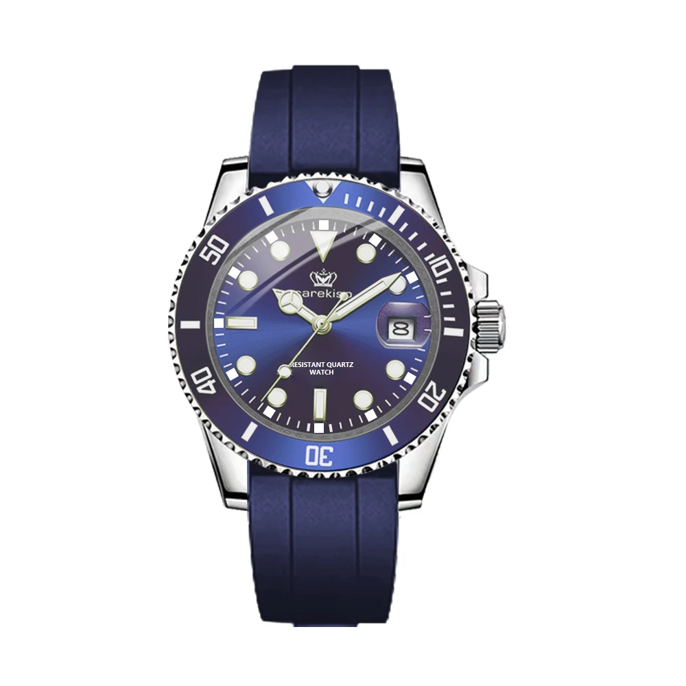 D luxury fashion silicone strap green dial diver watch men waterproof date quartz clock thumb200