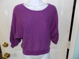 Justice Sparkle Purple 3/4-Sleeve Sweater Size 12 Girl&#39;s EUC - £10.86 GBP