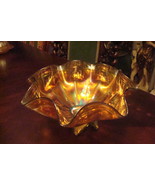 Marigold Carnival ruffled borders green footed bowl CENTERPIECE [GL-2] - €39,67 EUR