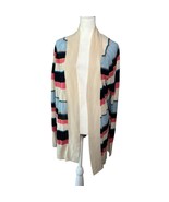 LOFT Striped Open Front Cardigan Sweater Colorful Knit XL - $23.31 CAD