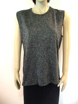 NEW Susan Graver Black Metallic Sleeveless Knit Shell Tank Top Sweater L - £17.29 GBP