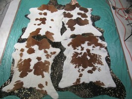 Brown and White Calf Skin Size: 40&quot;X 30&quot; Long Haired Brown and White - £49.82 GBP