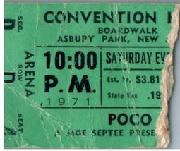 Poco Ticket Stub Juillet 17 1971 Asbury Park Neuf Jersey - £48.96 GBP