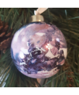 Handmade Art Glass Purple Pink Navy Tie Dye Christmas Ball Ornament Soft... - £15.66 GBP