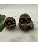 Vintage Otagiri Japan Owl Figurine Pair Brown Black Small Birds Mid Century - $451.41 MXN