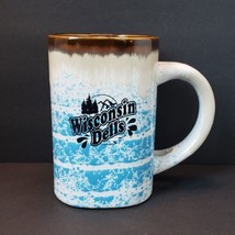 Wisconsin Dells Blue Cream Brown 14 oz. Souvenir Stoneware Coffee Mug - £11.42 GBP