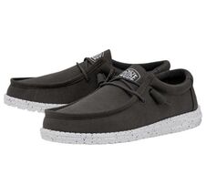 HEY DUDE SIZE 11 M DARK GREY WALLY SLUB CANVAS LIGHTWEIGHT LOAFERS 40009... - $46.43