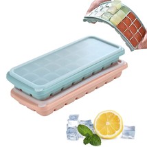 Silicone Ice Cube Trays With Removable Lids Set Of 2, Bpa Free, Reusable Freezer - £12.64 GBP