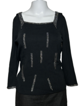 Victor Costa Special Occasion Small Sparkle BLACK Sparkle Shirt Top Rhin... - $28.68
