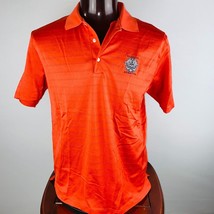 Ben Hogan Mens Large L Orange Embroidered Stripe Print Short Sleeve Polo Shirt - £17.94 GBP