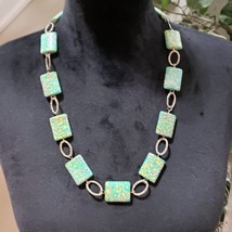 Vintage Coro Seafoam Green Confetti Moonglow Lucite &amp; Gold Tone Choker Necklace - £22.10 GBP