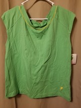 CAPPAGALLO - Sweet Pea Combo Green Knit Top Yellow Piping Size L NWT    B22 - £7.79 GBP