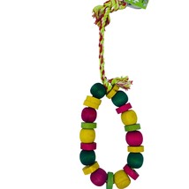 Rope And Multicolor Wooden Circle Bird/Parrot Toy/Chew 14&quot; - £6.22 GBP