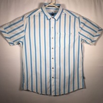 Kuhl Men&#39;s Button Front Sz. Medium Shirt Blue Short Sleeve Striped - £26.24 GBP