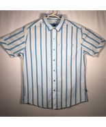 Kuhl Men&#39;s Button Front Sz. Medium Shirt Blue Short Sleeve Striped - $44.81 CAD
