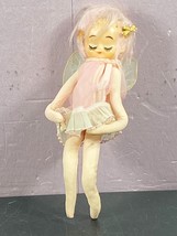 Pink Hair Angel knee hugger Ornament Japan Tulle Wing Pixie Fairy Jestia Vintage - £70.64 GBP