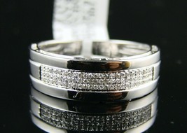 Mens 8 Mm 10K White Gold Finish Pinky Wedding Band Diamond Engagement Ring 1/4Ct - £51.77 GBP