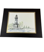 Hand Painted Art Lighthouse Ocean Nautical Beach Cottage Picture Signed ... - £44.12 GBP
