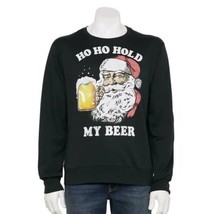 Ho Ho Hold My Beer Ugly Christmas Santa Sweatshirt Black Men’s Size Medi... - £18.27 GBP