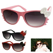 2 Pc Girls Kitty Bow Sunglasses Baby Toddler Kids UV Protection Cute Cat Eye - £13.43 GBP
