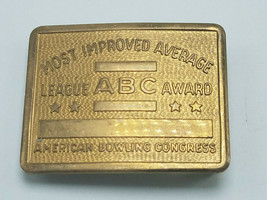 Vintage Belt Buckle American Bowling Congress Improved Average 2 1/4&quot; x ... - $4.42