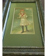 Vintage ~ Framed Print ~ 5&quot; x 8&quot; ~ 1940 ~  Girl ~ Multicolored - £17.73 GBP