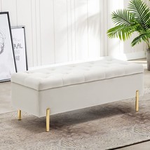 Apeaka Storage Bench Velvet Tufted Upholstered Settee Bench for Bedroom Living - £137.65 GBP